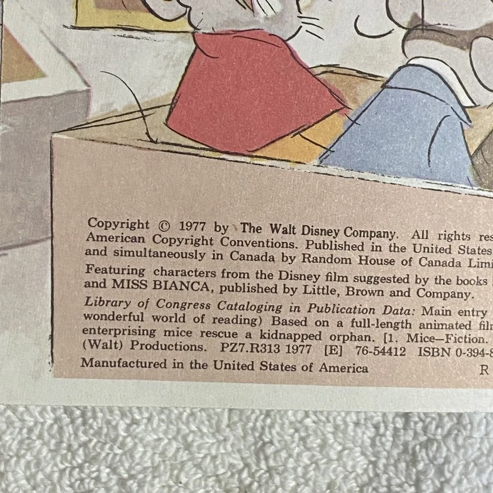Disney's The Rescuers Wonderful World Reading‎ Grolier Book Club 1977 Mice